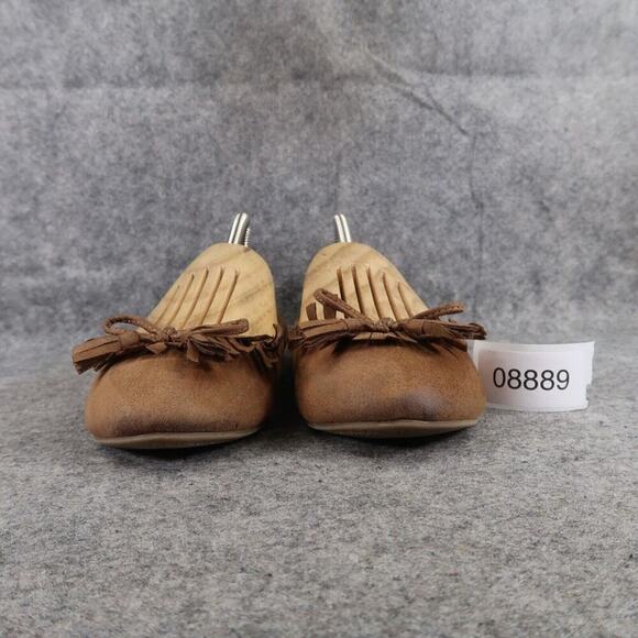 Mudd Shoes Womens 8 Ballet Flats Fashion Slip On Fringe Bow Brown Casual Classic - Picture 3 of 13